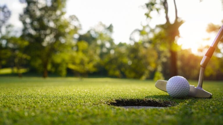Golf balls on the green near the hole – Domaine de Sainte-Croix